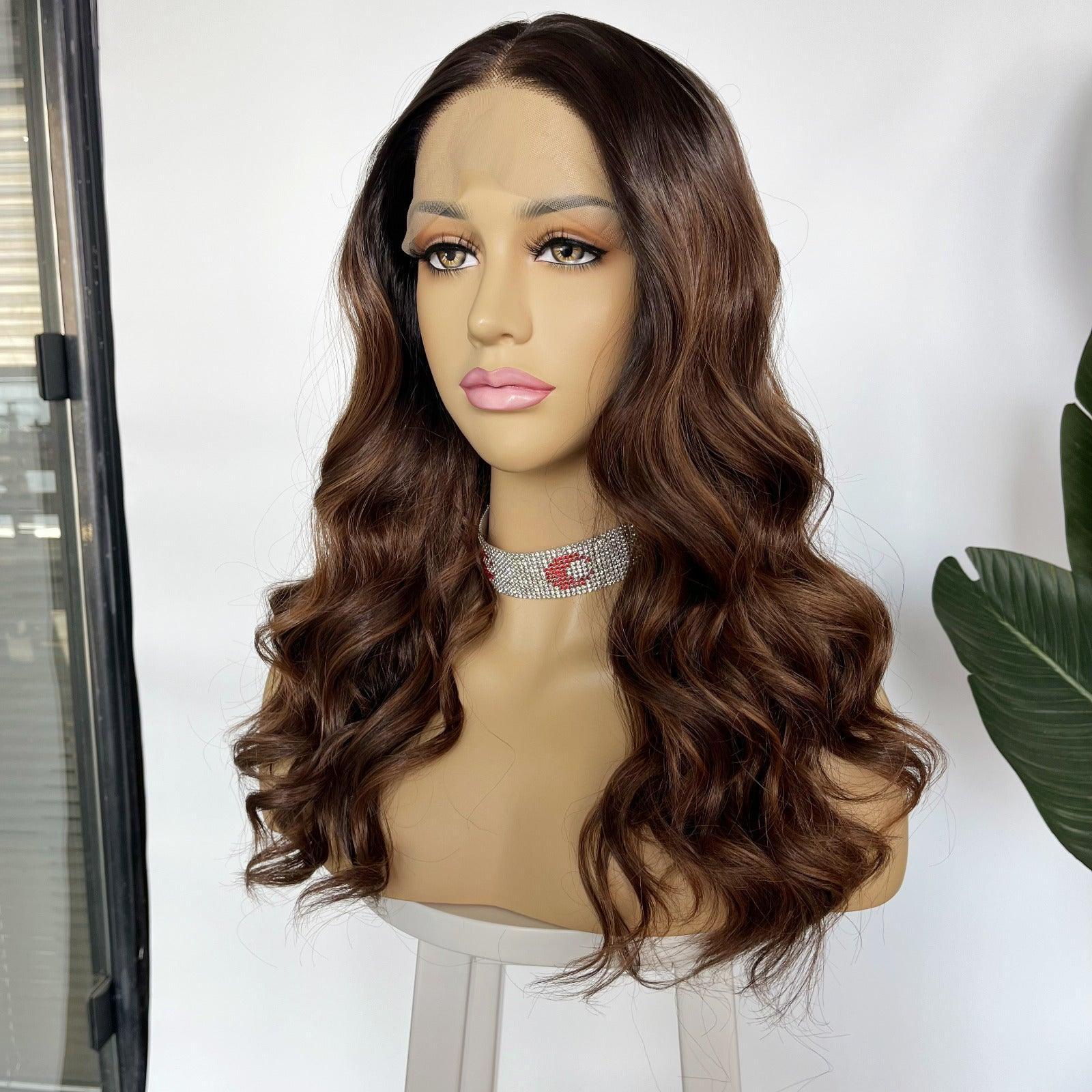Perika - Proteinsko vlakno - ombre smedja, uvijena 65cm 1 perika-proteinsko-vlakno-ombre-smedja-uvijena-eynna-human-hair-2.jpg