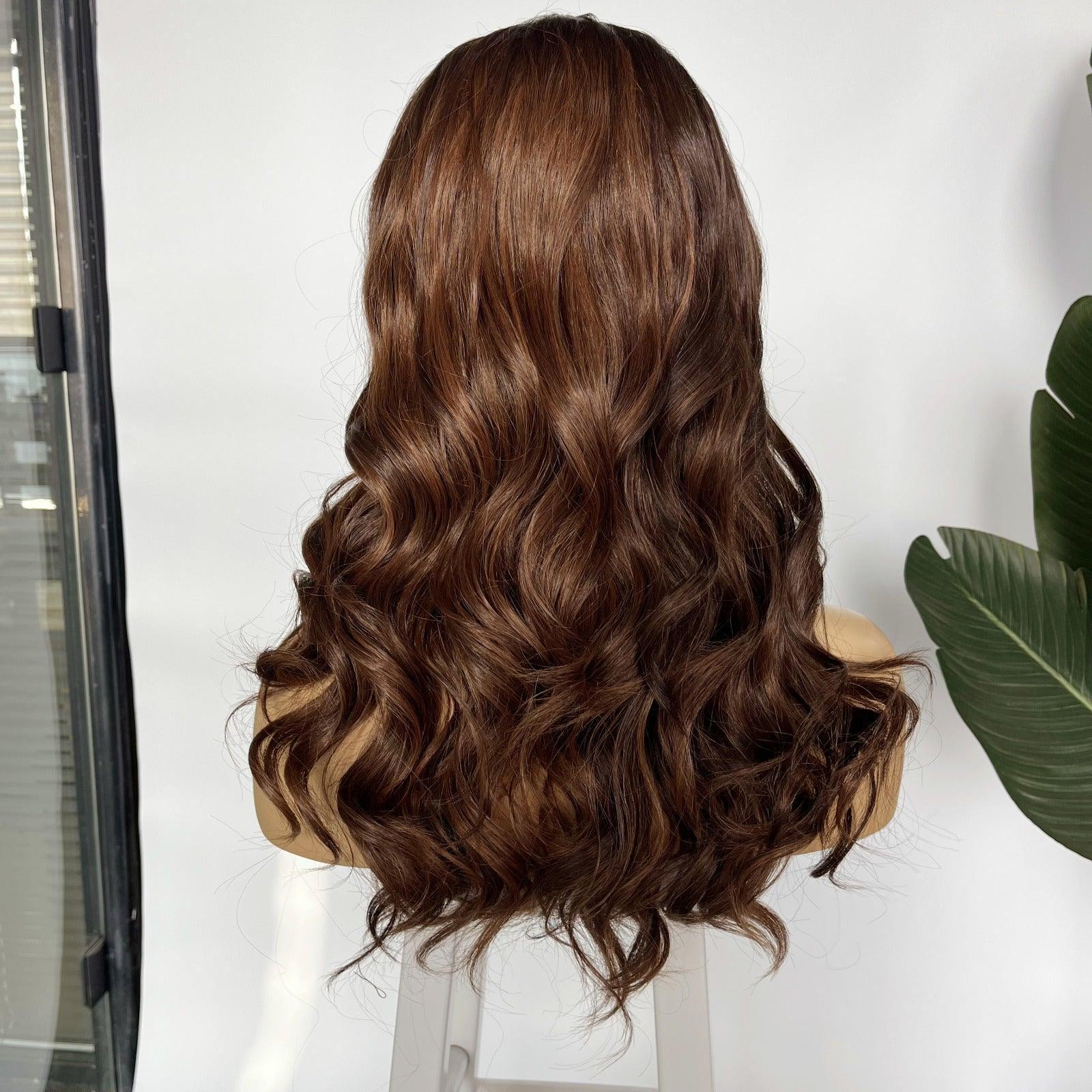 Perika - Proteinsko vlakno - ombre smedja, uvijena 65cm 4 perika-proteinsko-vlakno-ombre-smedja-uvijena-eynna-human-hair-4.jpg