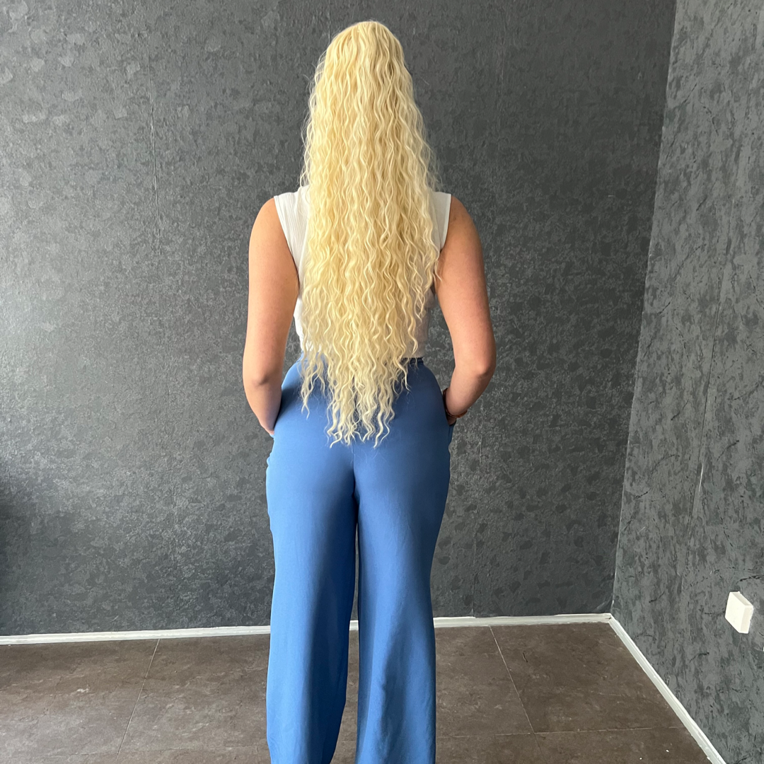 Rep za kosu – 613 – Kovrdjavi 75 cm – Umjetni rep 5 Rep za kosu - 613 - umjetno vlakno - Eynna hair sarajevo (4)