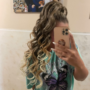 Rep za kosu - Ombre pepeljasti, uvijeni - 80cm - Premium kvalitet