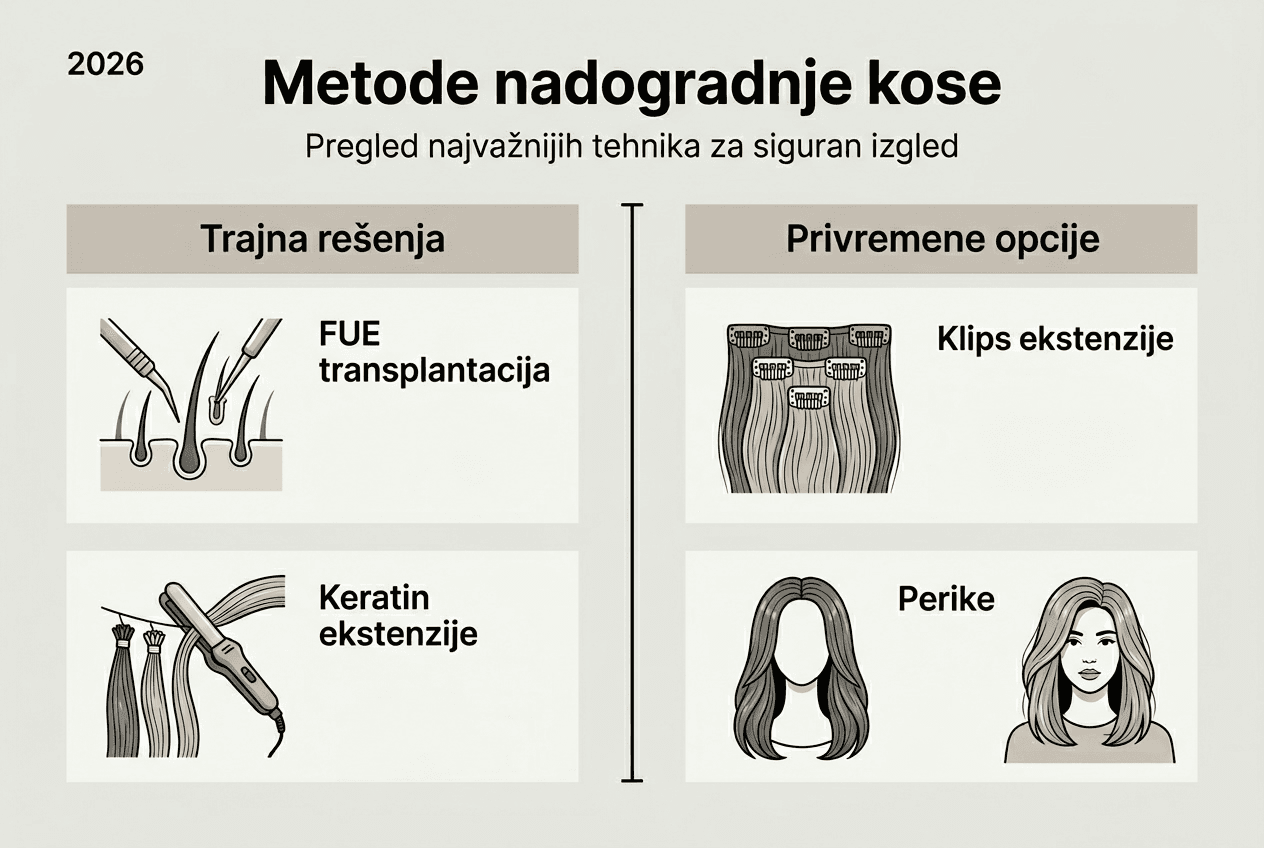 Infografik: najpopularnije tehnike za produžavanje kose