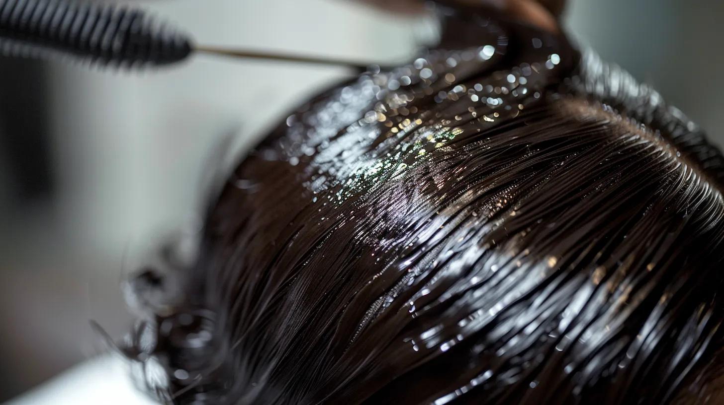 Close-up of a natural hair wig being styled, highlighting texture and quality in a professional salon environment