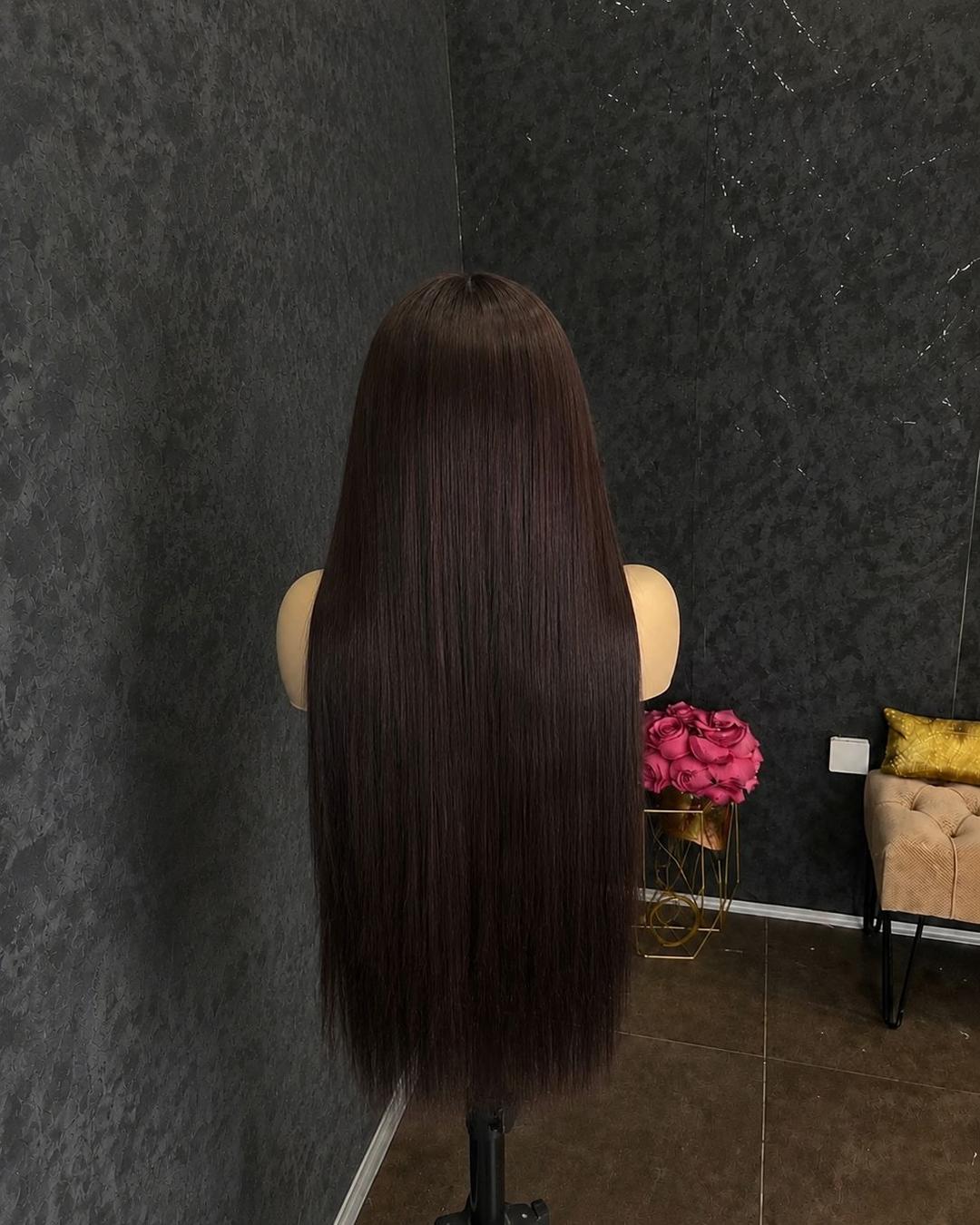 Duga ravna smeđa perika 100 cm – proteinsko vlakno 6 Perika proteinsko vlakno za svakodnevno nošenje – Eynna Hair Sarajevo
