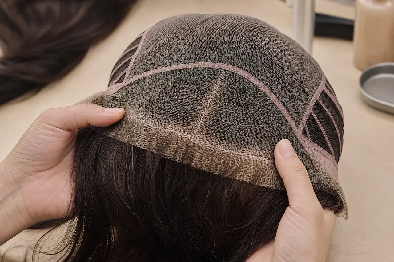 Detalj lace front i monofilament baze perike od prirodne kose